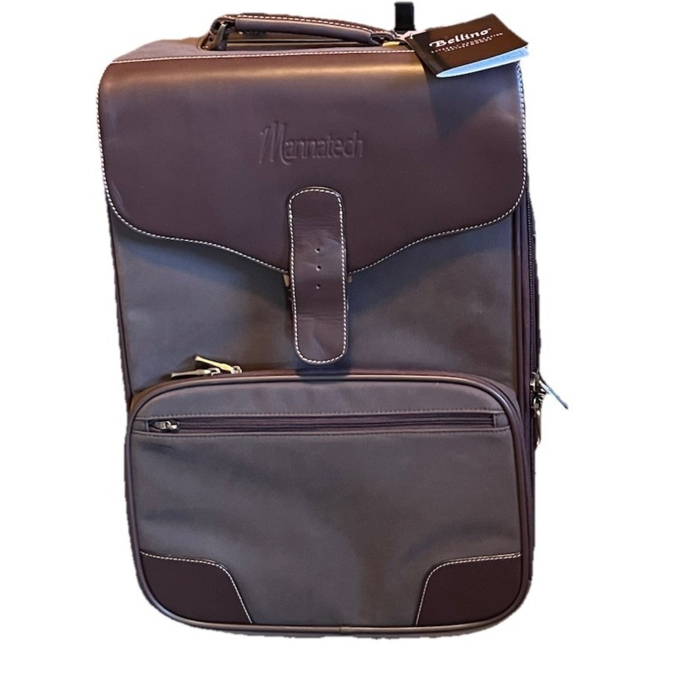 Bellino Destination Leather 21-inch Rolling Carry On Upright Brown 14" x 21" x 7